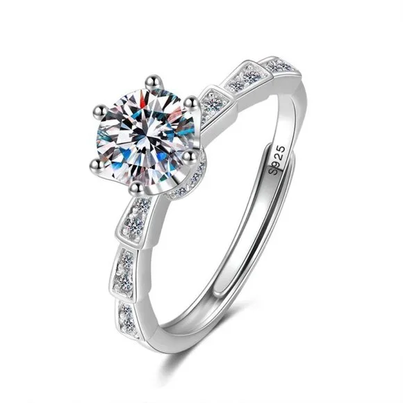 Certified 1ct. t.w. Diamond Engagement Ring 18k White Gold over Italy Silver - Picture 3 of 16